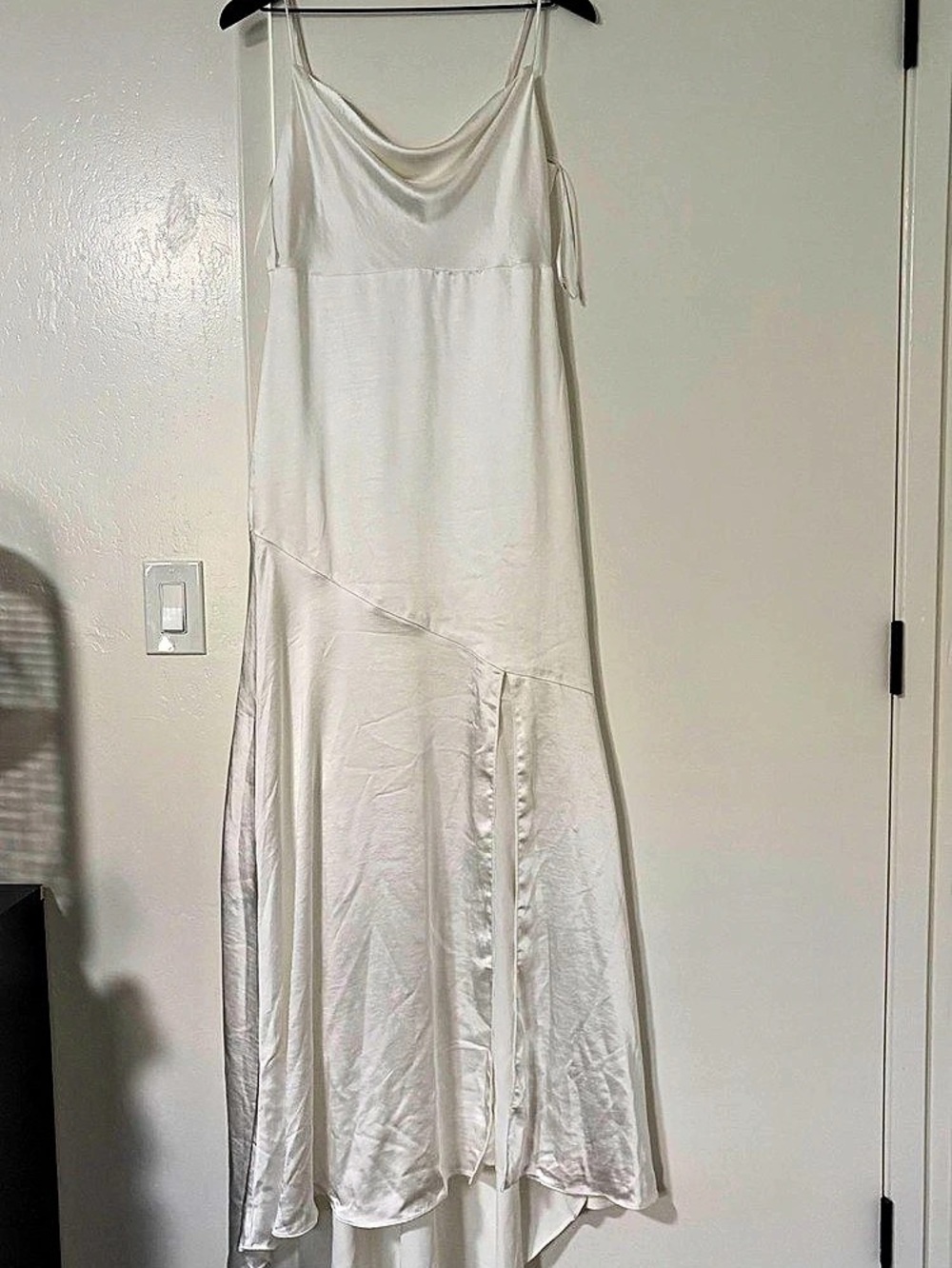 Lulus Unforgettable Adoration White Satin Asymmetrical Maxi Dress Medium